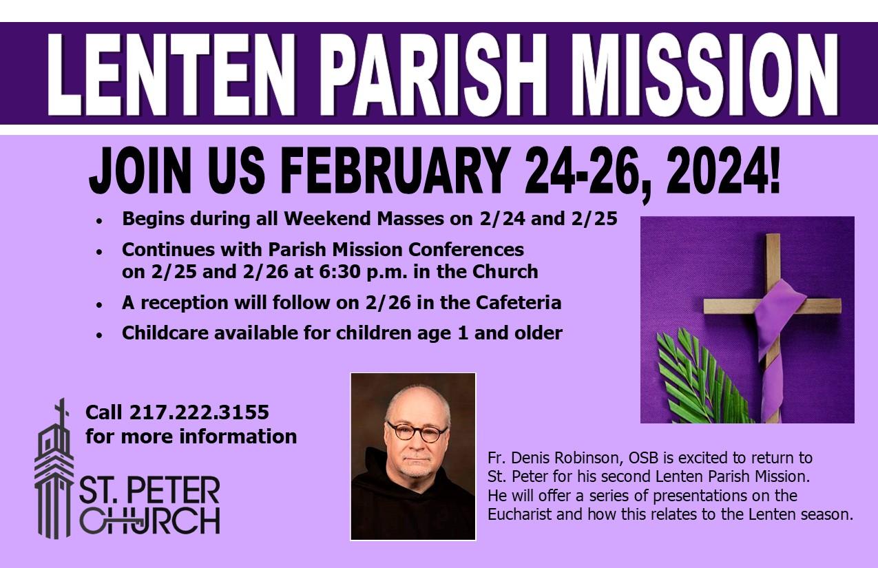 Lenten Parish Mission Flyer 2024 bulletin and FB